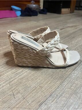 STEVEN by Steve Madden Cream Braided Espadrille Wedge Sandals